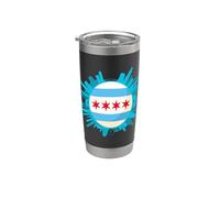 Souvenir di viaggio sulla storia della città con bandiera dello skyline di CHICAGO Bicchiere termico in acciaio inox doppia parete