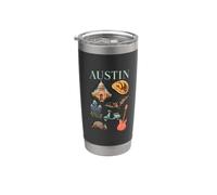 Souvenir di viaggio vintage con icone della città di Austin Bicchiere termico in acciaio inox doppia parete