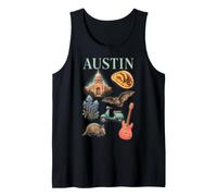 Souvenir di Viaggio Vintage con Icone della Città di Austin Canotta