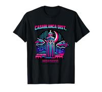 Souvenir futuristico della Città Bianca del Marocco Casablanca Maglietta
