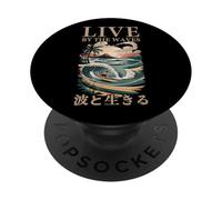 Souvenir giapponese Surf Art Ukiyo-e Kanji Live by the Waves PopSockets PopGrip Adesivo