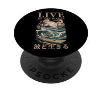 Souvenir giapponese Surf Art Ukiyo-e Kanji Live by the Waves PopSockets PopGrip Adesivo