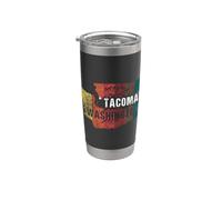 Souvenir grafico originale con mappa dello stato di Tacoma Washington in stile retrò Bicchiere termico in acciaio inox doppia parete