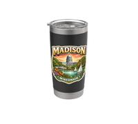 Souvenir Madison Wisconsin Città Stato Capitale Retro Vintage Bicchiere termico in acciaio inox doppia parete