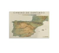 Souvenir Map of the Camino de Santiago Personalized Journey Chart for Pilgrims and Adventurers(Framed,08x12inch(20x30cm))