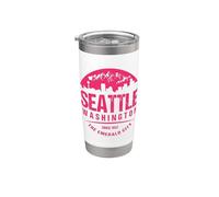 Souvenir retrò in stile grunge con skyline di Seattle, Washington City Bicchiere termico in acciaio inox doppia parete