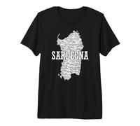 Souvenir Sardegna con Mappa e Città sarde Maglietta Premium