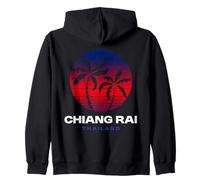 Souvenir Tailandese di Chiang Rai Thailandia Retro Tramonto Design Felpa con Cappuccio