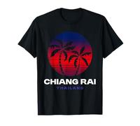 Souvenir Tailandese di Chiang Rai Thailandia Retro Tramonto Design Maglietta
