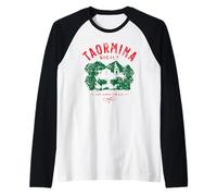 Souvenir Taormina Sicilia Italia Distressed Design Maglia con Maniche Raglan