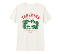 Souvenir Taormina Sicilia Italia Distressed Design Maglietta Premium