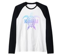 Souvenir tribale della tartaruga marina delle Hawaii Kauai Maglia con Maniche Raglan