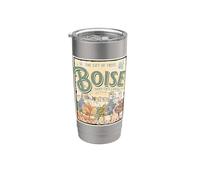 Souvenir vintage della città degli alberi della capitale dello stato di Boise Idaho Bicchiere termico in acciaio inox doppia parete