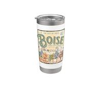 Souvenir vintage della città degli alberi della capitale dello stato di Boise Idaho Bicchiere termico in acciaio inox doppia parete