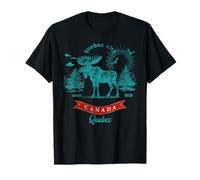 Souvenir Vintage della Città del Quebec Canada Alce Montagna Maglietta