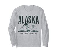 Souvenir Vintage dell'Alaska The Last Frontier Bear Mountains Maglia a Manica