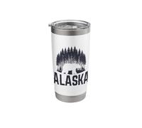 Souvenir vintage dell'Alaska The Last Frontier Bear Pine Tree Bicchiere termico in acciaio inox doppia parete