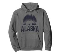 Souvenir Vintage dell'Alaska The Last Frontier Bear Pine Tree Felpa con Cappuccio