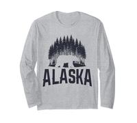 Souvenir Vintage dell'Alaska The Last Frontier Bear Pine Tree Maglia a Manica