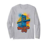 Souvenir vintage pop art del ponte di Brooklyn di New York City Maglia a Manica