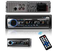 Souvik Autoradio Bluetooth 5.0, radio auto con vivavoce, con lettore USB/AUX/TF/EQ/MP3, con orologio/telecomando, schermo LED, ricarica rapida, 5 effetti sonori, compatibile con iOS/Android