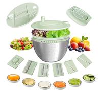 Souvik Centrifuga per Insalata 5L in Acciaio Inox - Asciuga Insalata Multifunzione con Coperchio, Pulsante Stop, Centrifuga per Lattuga con Scarico, Base Antiscivolo, Lavabile in Lavastoviglie