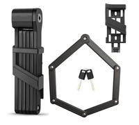 Souvik Lucchetto Bici, Lucchetto Bicicletta Pieghevole, 87 cm, con Supporto e 2 Chiavi, Bike Lock, in acciaio temprato, Robusto, Durevole, Intemperie, Compatto, per Bici ed E-scooter