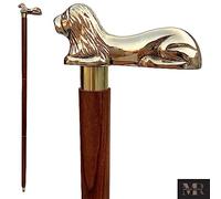 SouvNear - Bastoni in legno con manico in ottone decorativo, fabbricato in India, Legno denso, Lion Walking Stick, Golden Lion