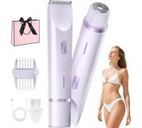 Sovalya Rasoio, Sovalya Rasoio Elettrico Donna, Rasoio 2 In 1 Per Bikini E Corpo Shaver,Recortadora De Piel Para La Zona Del Bikini, Resistente Al Agua Ipx7, Uso En Seco Y Húmedo (Viola)
