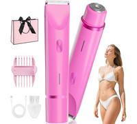 Sovalya Rasoio, Sovalya Rasoio Elettrico Donna, Rasoio 2 In 1 Per Bikini E Corpo Shaver,Recortadora De Piel Para La Zona Del Bikini, Resistente Al Agua Ipx7, Uso En Seco Y Húmedo (Rosso)