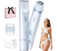 Sovalya Rasoio, Sovalya Rasoio Elettrico Donna, Rasoio 2 In 1 Per Bikini E Corpo Shaver,Recortadora De Piel Para La Zona Del Bikini, Resistente Al Agua Ipx7, Uso En Seco Y Húmedo (Blu)
