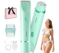 Sovalya Rasoio, Sovalya Rasoio Elettrico Donna, Rasoio 2 In 1 Per Bikini E Corpo Shaver,Recortadora De Piel Para La Zona Del Bikini, Resistente Al Agua Ipx7, Uso En Seco Y Húmedo (Verde)
