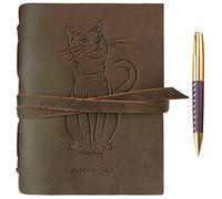 Sovereign-Gear Quaderno Appunti in Pelle Gatti - A5 Diario di Viaggio Taccuino Pelle Donna e Uomo Fatto a Mano - Agenda Pelle con Fogli Bianchi - 21 x 15 cm (8" x 6") - Idee per Regali Originali