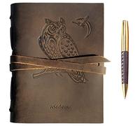 Sovereign-Gear Quaderno Appunti in Pelle Gufo - A5 Diario di Viaggio Taccuino Pelle Donna e Uomo Fatto a Mano - Agenda Pelle con Fogli Bianchi - 21 x 15 cm (8" x 6") - Idee per Regali Originali