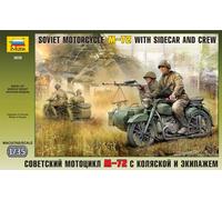 Soviet Motorcycle W/ Sidecar & Crew M.72 Plastic Kit 1:35 Model ZVEZDA