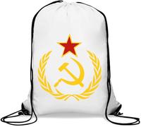 Soviet Union - Sacca da palestra con martello e falce e cordoncino, stile casual, colore: bianco