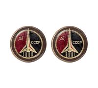 Sovietica URSS Stalin Lenin Orecchini Classici Stella Rossa Martello Falce Comunismo Emblema CCCP Vetro Cabochon Orecchio Gioielli Per Le Donne, Ottone