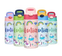 Soview Borraccia Termica Bambini Personalizzata, Borraccia Bambini con Nome, Borracce Personalizzate senza BPA, Ideale Fuori Casa, in Gita, a Scuola, Attività all'aperto 350 ml