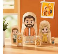 Soview Matrioska Bambola Personalizzata con Foto, Nesting Dolls in Legno Matrioska Russa fino a 6 Persone Decorazioni Casa & Regalo per Famiglia Coppia Regali Natale (Stile1)