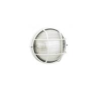 Applique Piccola Gabbia Industriale Tonda Alluminio E Vetro Bianco 1 Luce E27