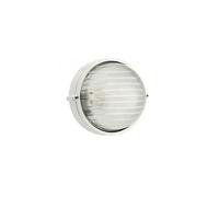 Applique Esterno Piccola Industriale Tonda Alluminio E Vetro Bianco 1 Luce E27
