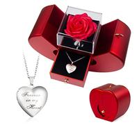 SOVIUPRZ Rosa Stabilizzata Vere, Rosa Eterna con Forever in My Heart Collana, Preserved Roses in Box Regalo per Fidanzata, Regali per Lei, Mamma, Moglie