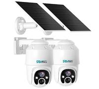 SOVMIKU 2A1 4MP Telecamera di sicurezza solare wireless per esterni, 2 anni di archiviazione cloud gratuita, audio bidirezionale, facile da configurare, rilevamento del movimento, vista a 360°