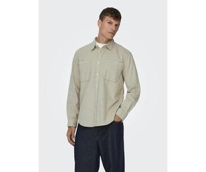 Sovracamicia con taschini, in cotone, Alp Beige S Tinta unita
