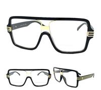 Sovradimensionato Classico Rétro Hip Hop Rapper Lenti Trasparenti Occhiali Large