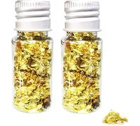SovZovy 2 Bottiglie Schegge di Foglia d'Oro - Decorazione Multifunzionale per Torte e Cucina, Carta Stagnola Decorativa