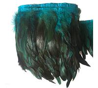 Sowder Bordo con piume di gallo, larghezza 12,7-17,8 cm, confezione da 4,6 m (turchese)