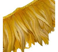 Sowder Rooster Hackle - Bordo con frange in piuma, 20,3-25,4 cm di larghezza, per decorazioni fai da te, confezione da 1 m (giallo oro)
