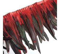 Sowder Rooster Hackle - Frange in piuma da 25,4-30,5 cm di larghezza, confezione da 1 metro (rosso e nero)