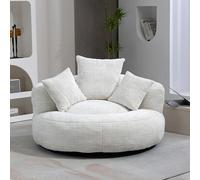 Soweiz Divano Confortevole e Durevole con Poggiatesta Alto, Sacco per Seduta con TRE Cuscini per Adulti e Bambini, Divano Singolo per Gaming per Camera da Letto, Ufficio (Beige)